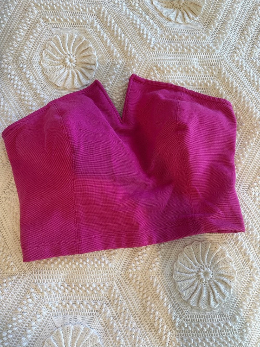 Maeve Fuchsia Strapless V-Notch Crop Top